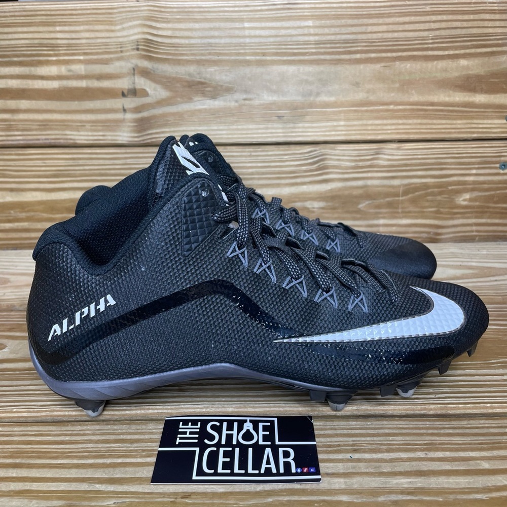 Nike Mens 10.5 Alpha Pro 2 3/4 Black 705409-010 Football Cleats Nike Skin Shoes